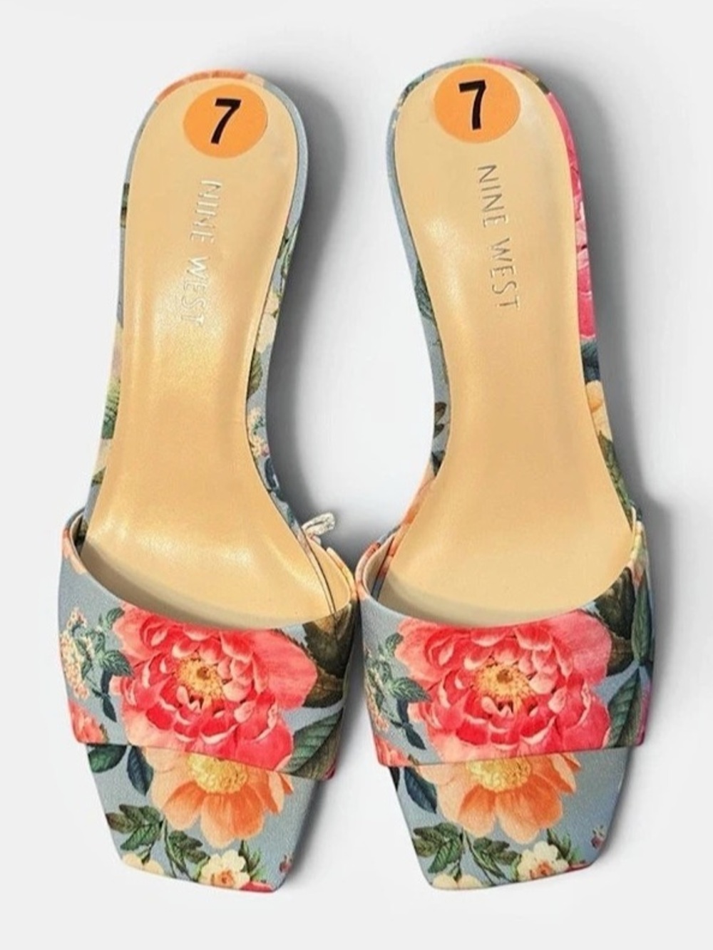 Nine West Floral Slingback Heels Size 7 New NWOT 2” Kitten Heel Multicolor